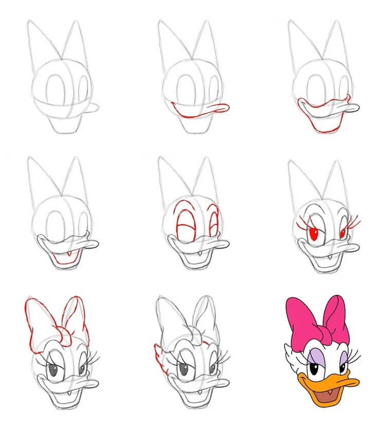 Daisy Duck head (3) Drawing Ideas