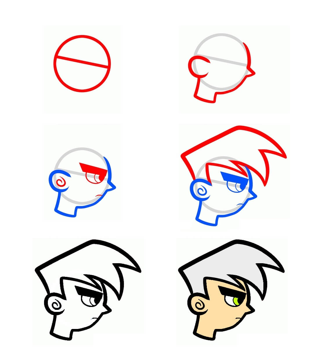 Danny Phantom's head Drawing Ideas