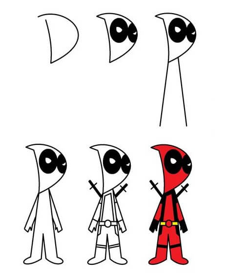 Deadpool cartoon Drawing Ideas