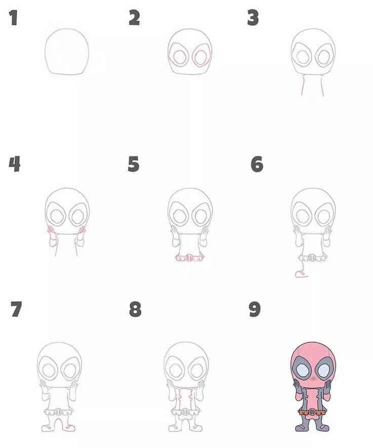 Deadpool chibi (1) Drawing Ideas