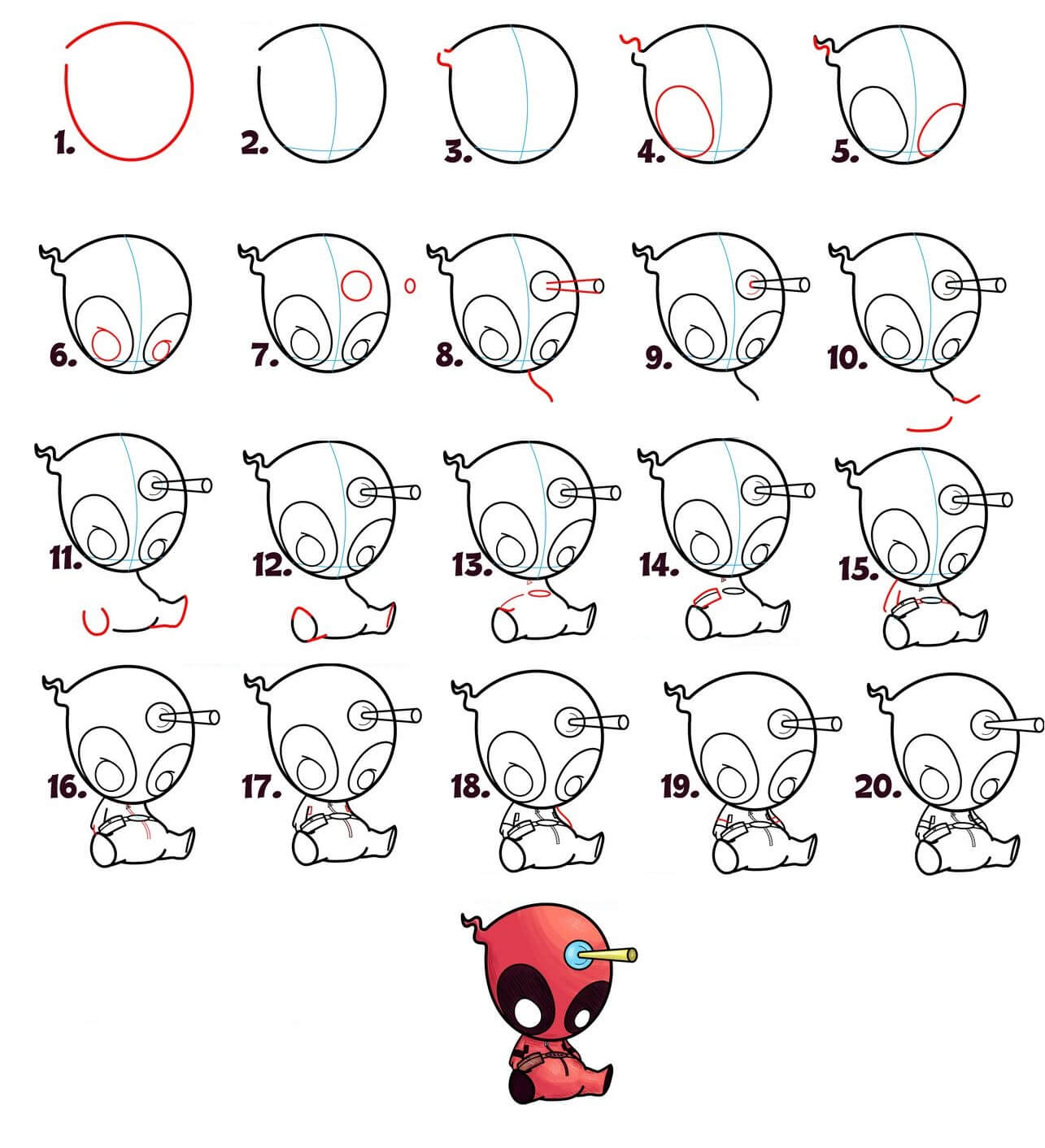 Deadpool chibi (3) Drawing Ideas