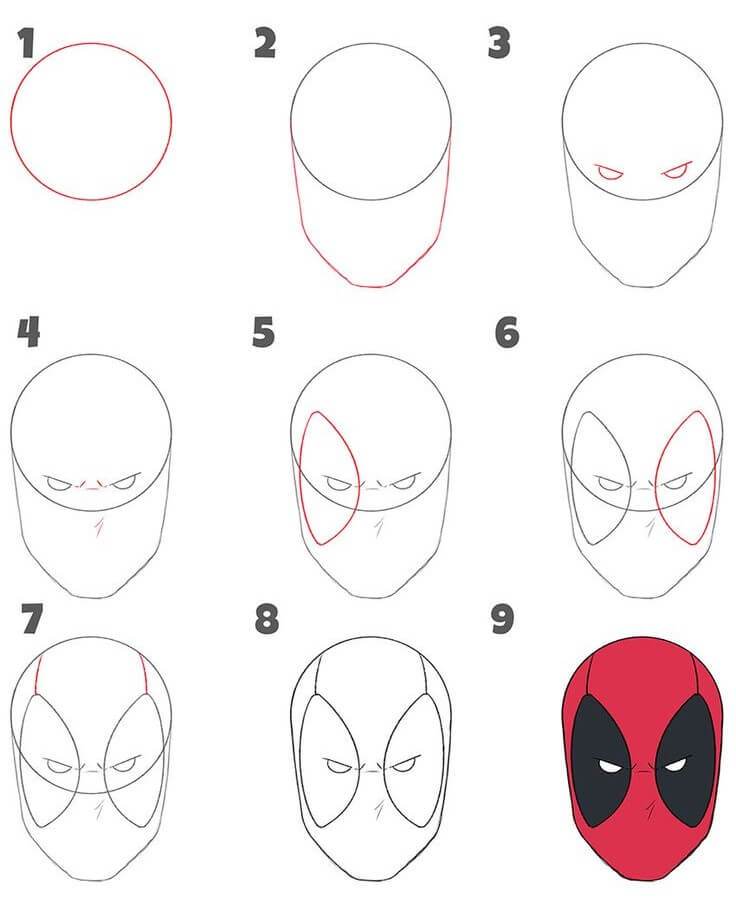 Deadpool face (2) Drawing Ideas