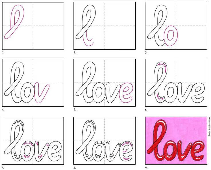 Love Art Text Drawing Ideas