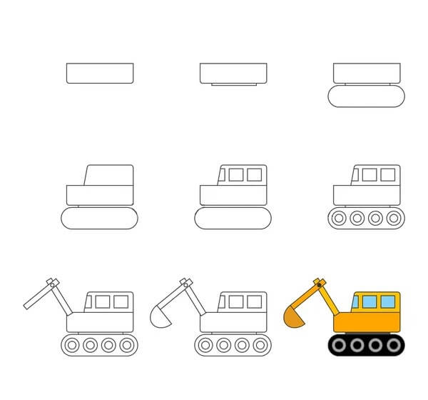 Excavator Drawing Ideas