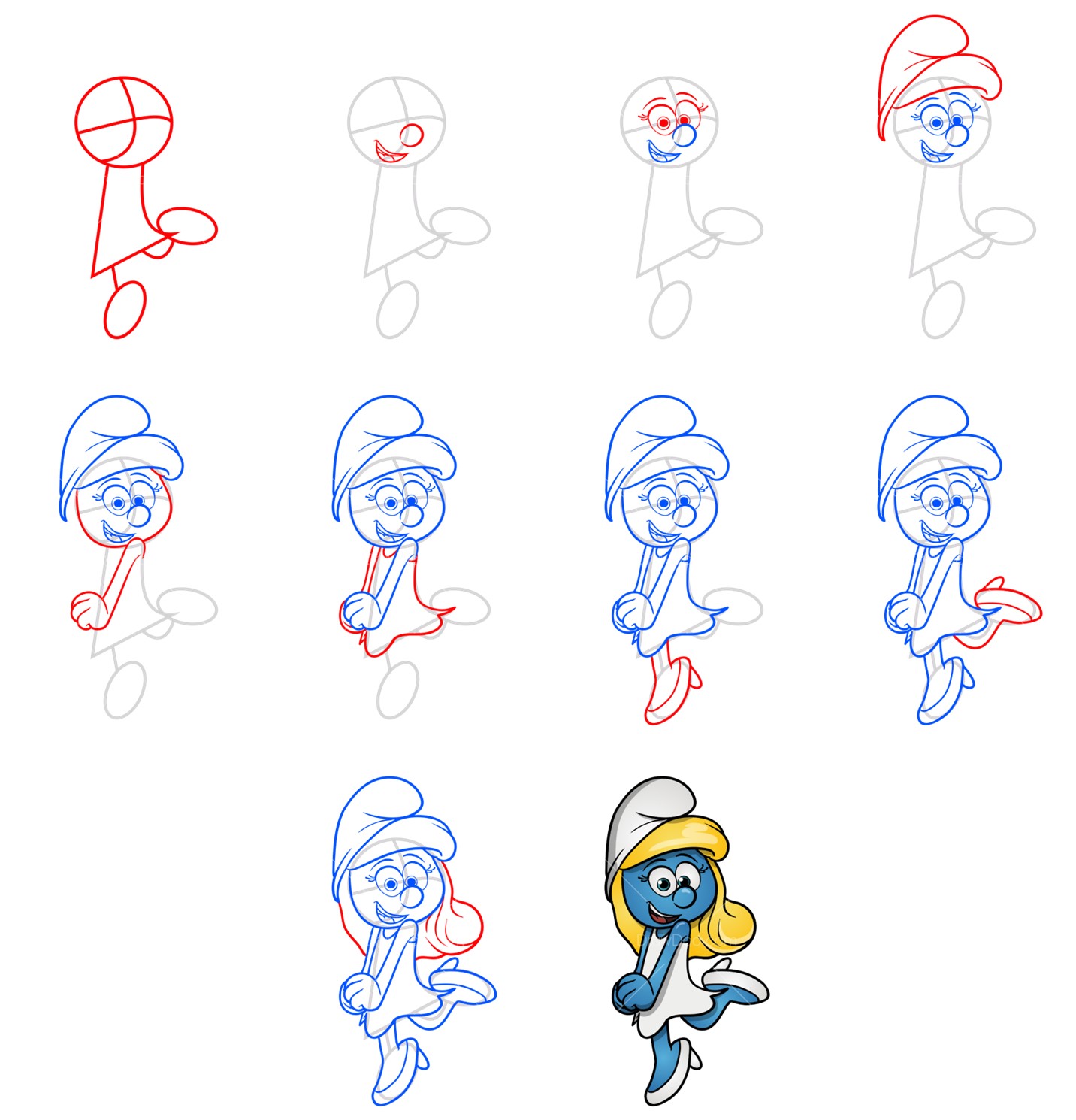 Female Smurf (3) Drawing Ideas