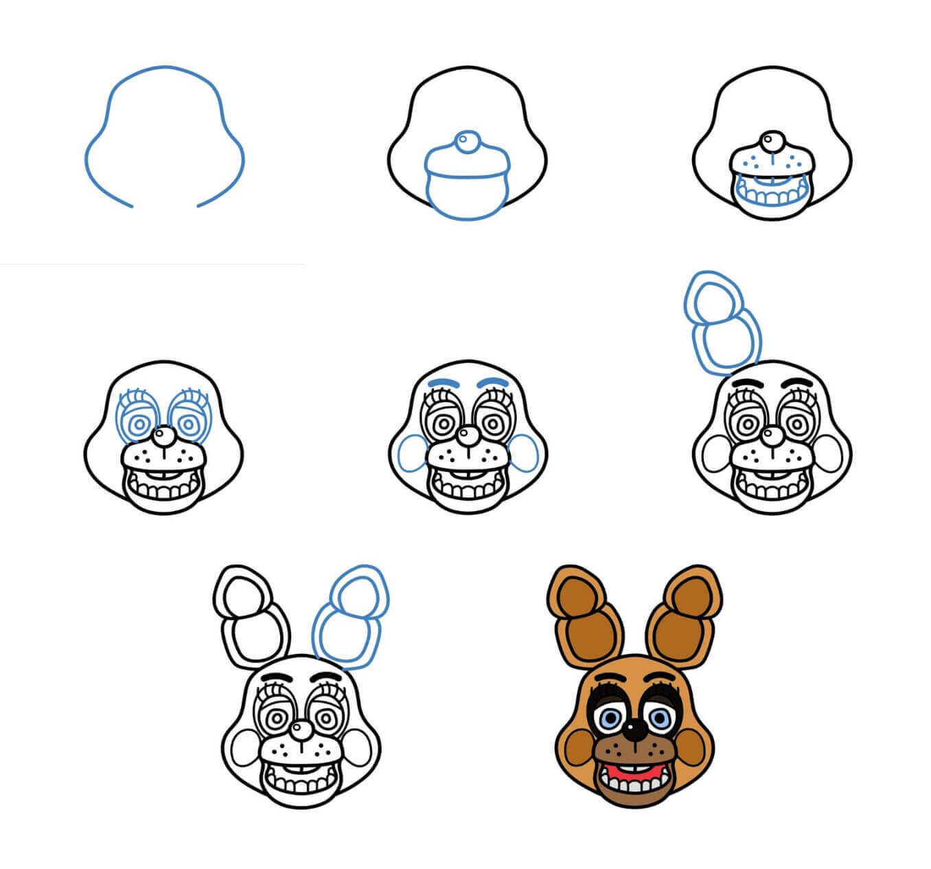 Freddy Fazbear face (2) Drawing Ideas