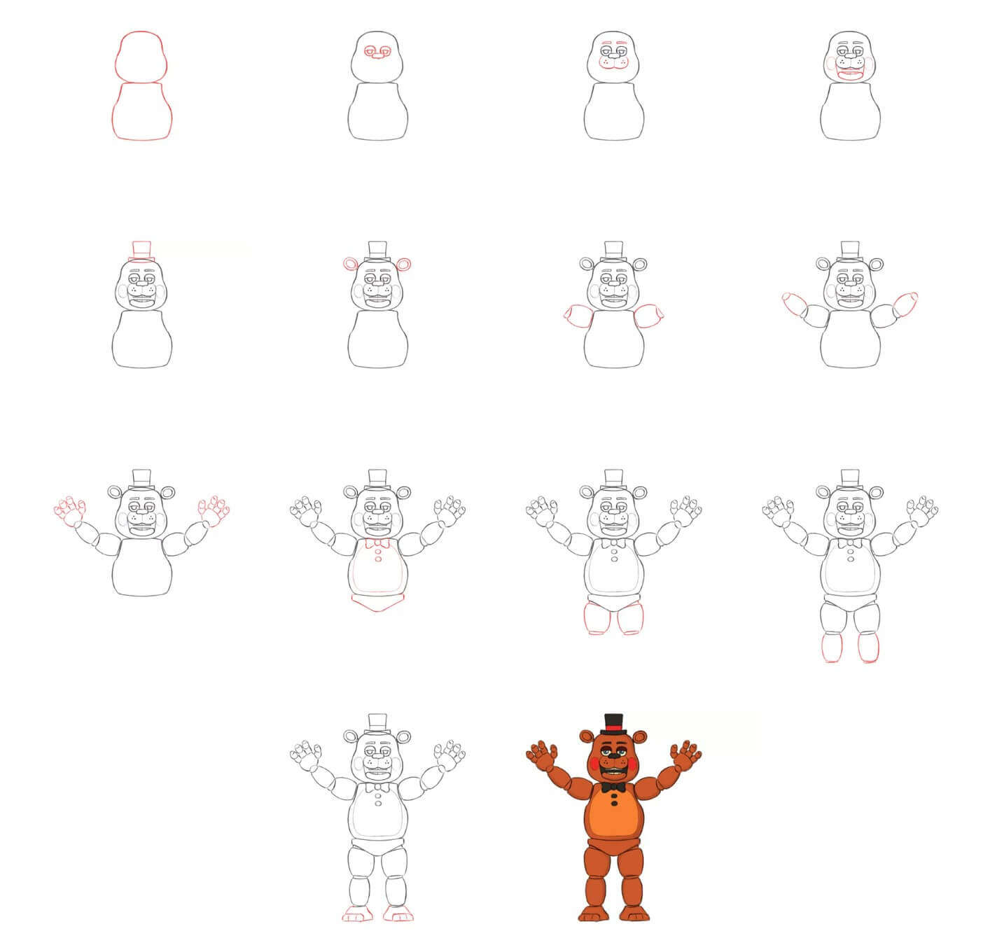 Freddy Fazbear happy Drawing Ideas