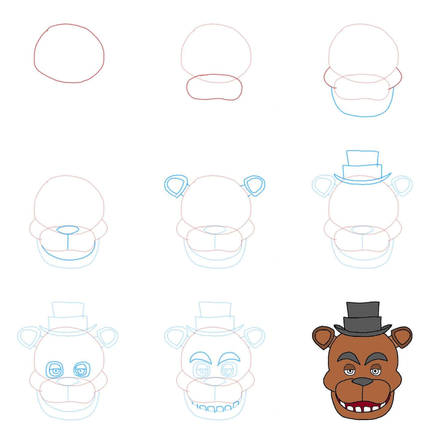 Freddy Fazbear head (1) Drawing Ideas