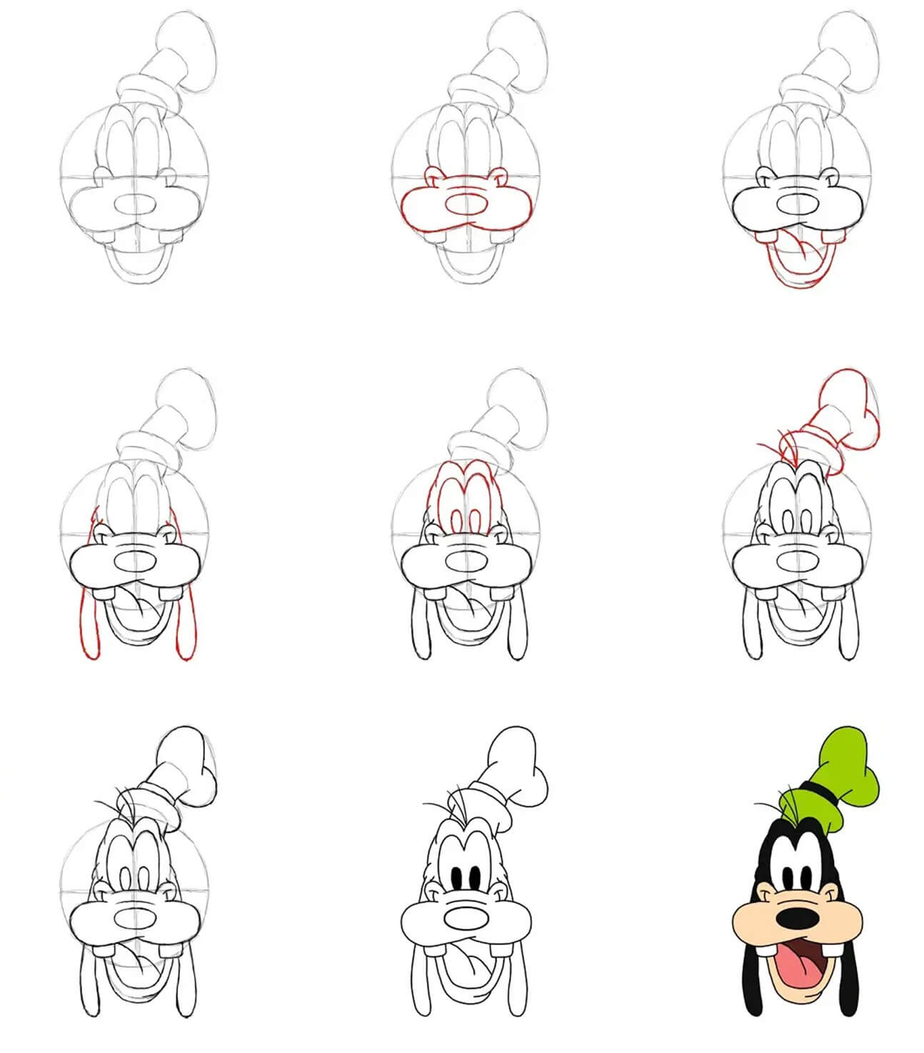 Goofy's head (3) Drawing Ideas