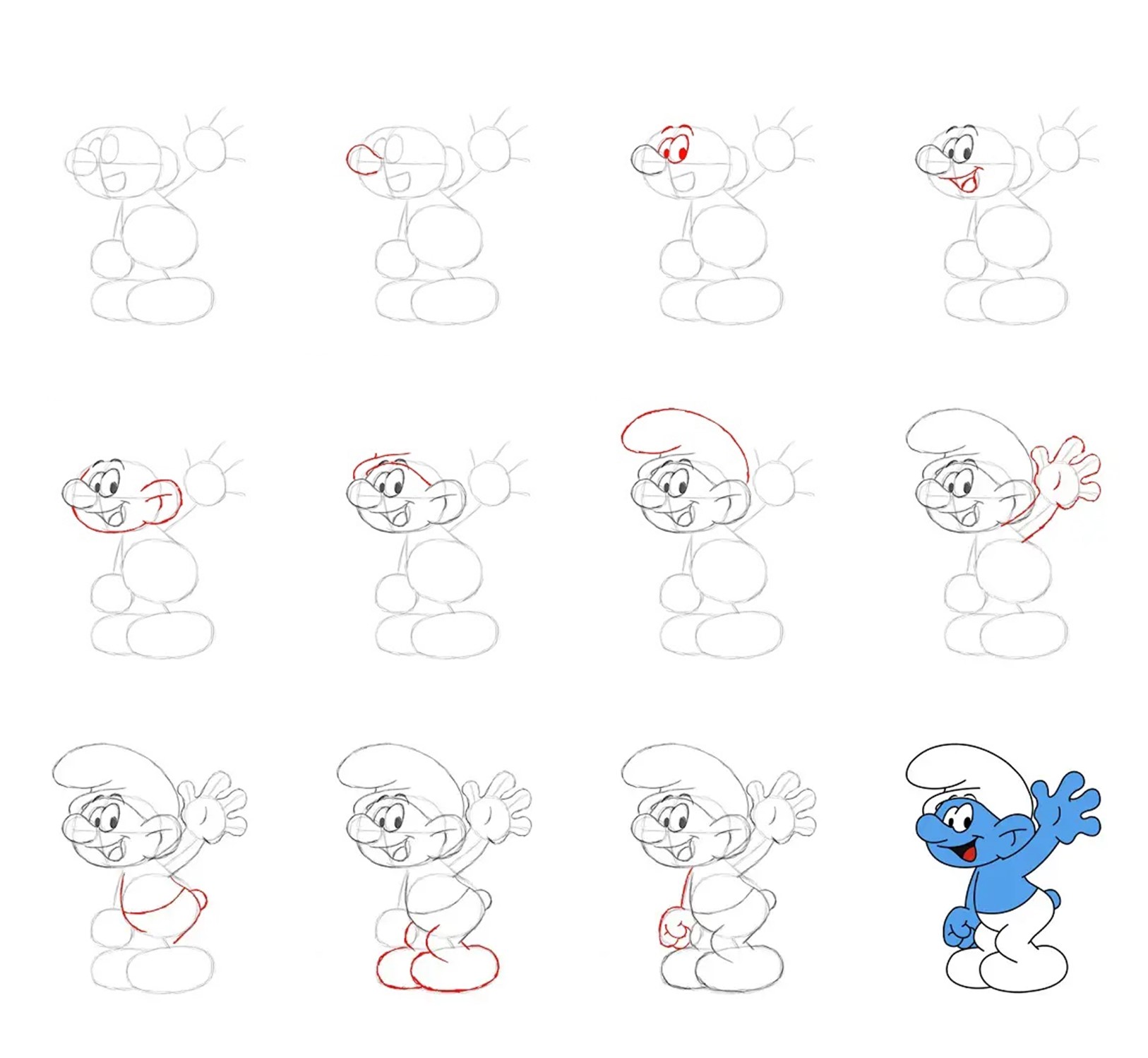 Happy Smurfs Drawing Ideas