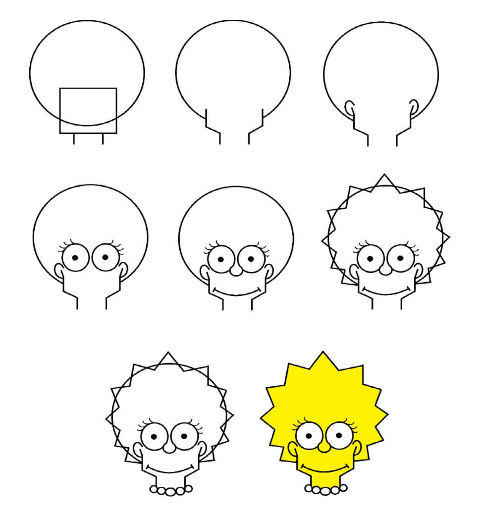 Lisa Simpson face Drawing Ideas