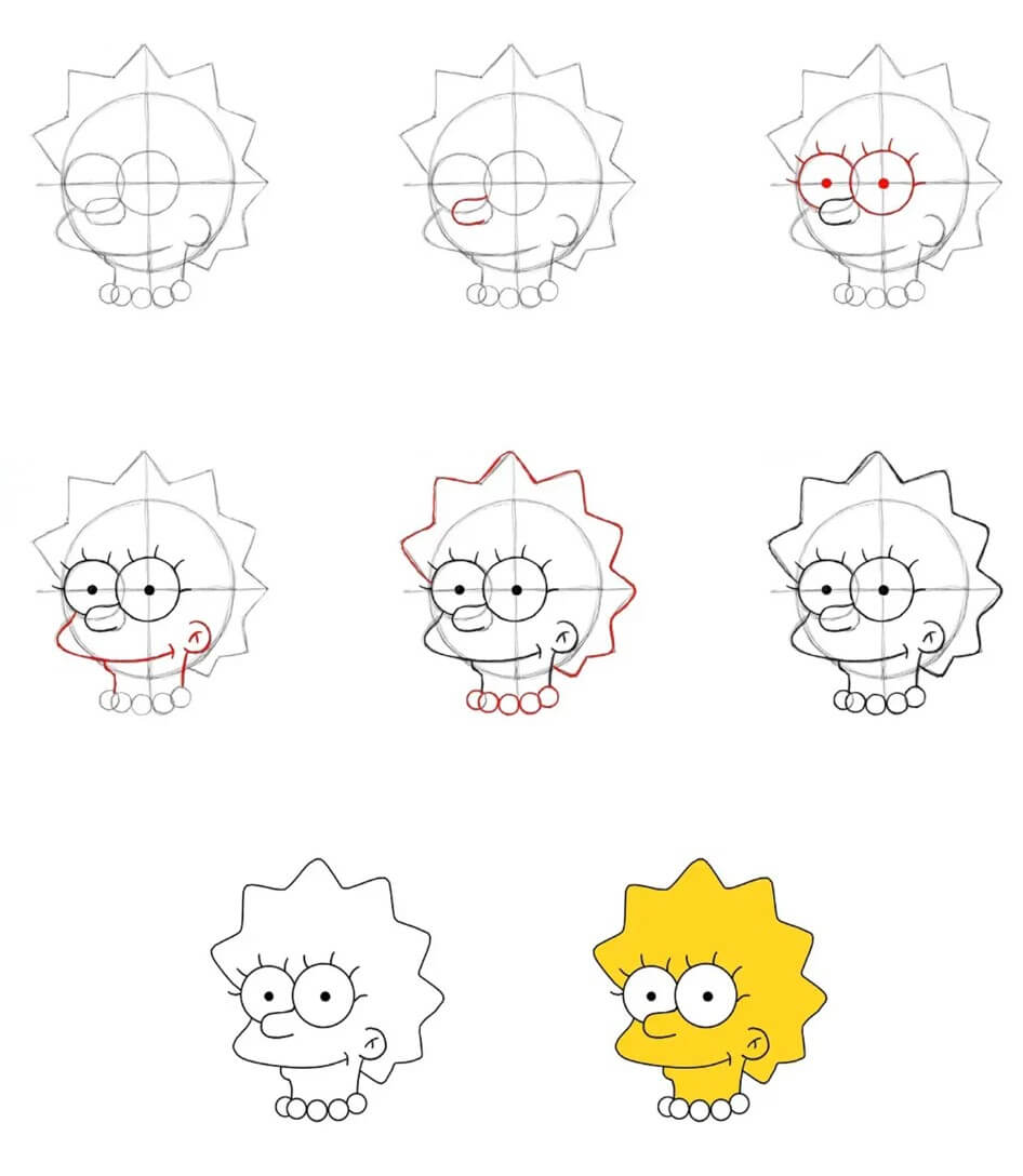 Lisa Simpson head (1) Drawing Ideas