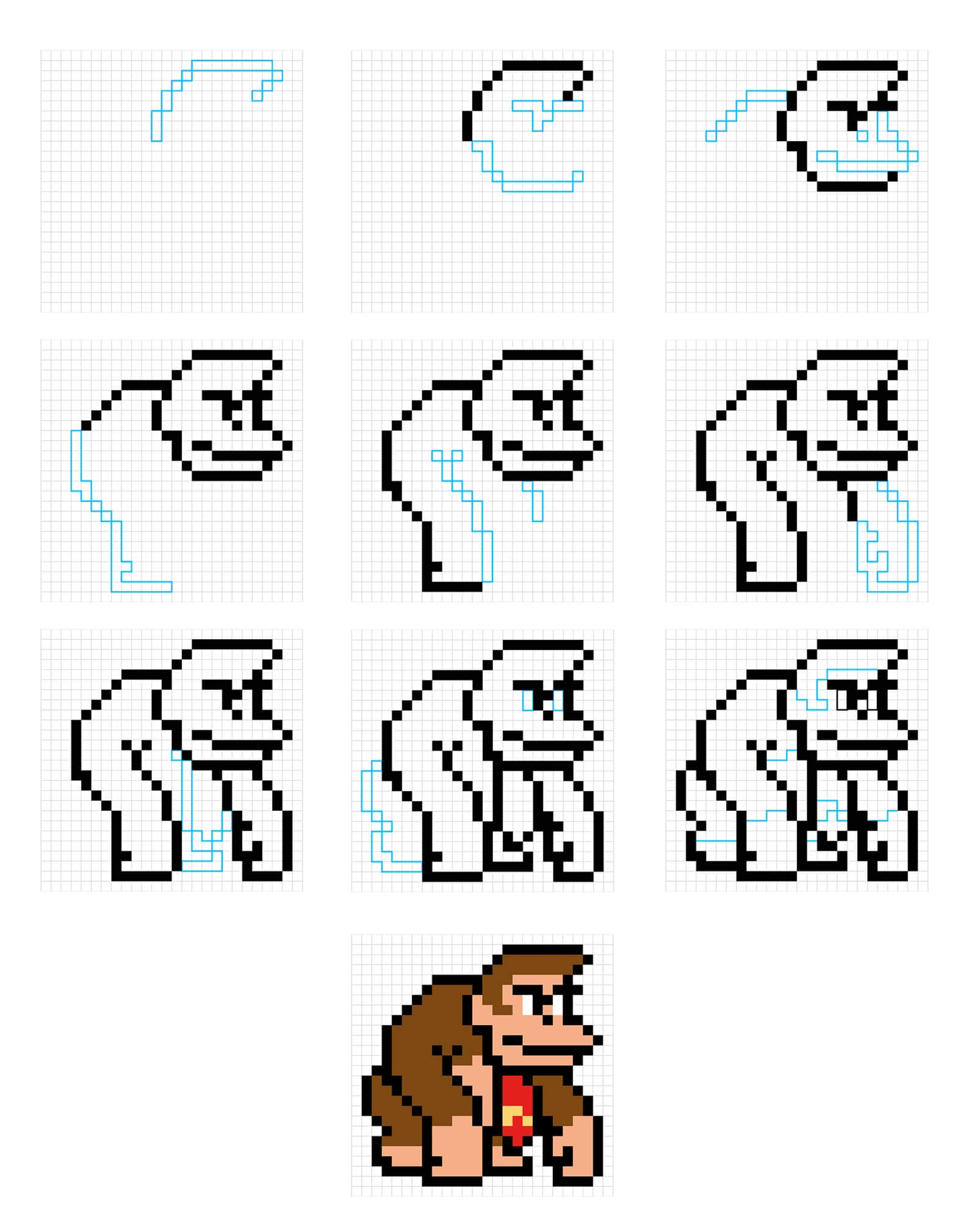 Pixel drawing Donkey Kong Drawing Ideas