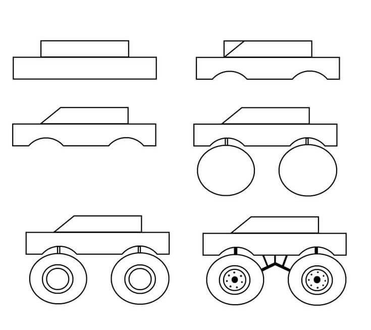 Simple monster truck (1) Drawing Ideas