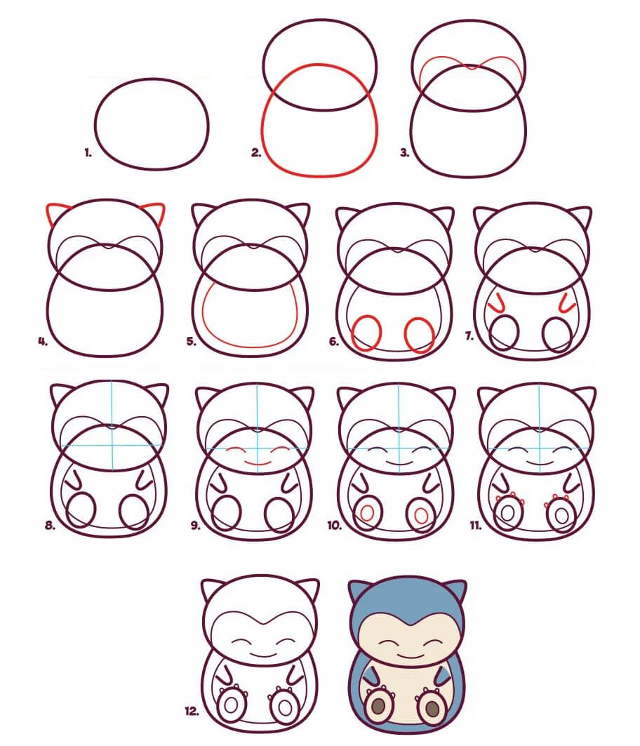 Snorlax cute Drawing Ideas