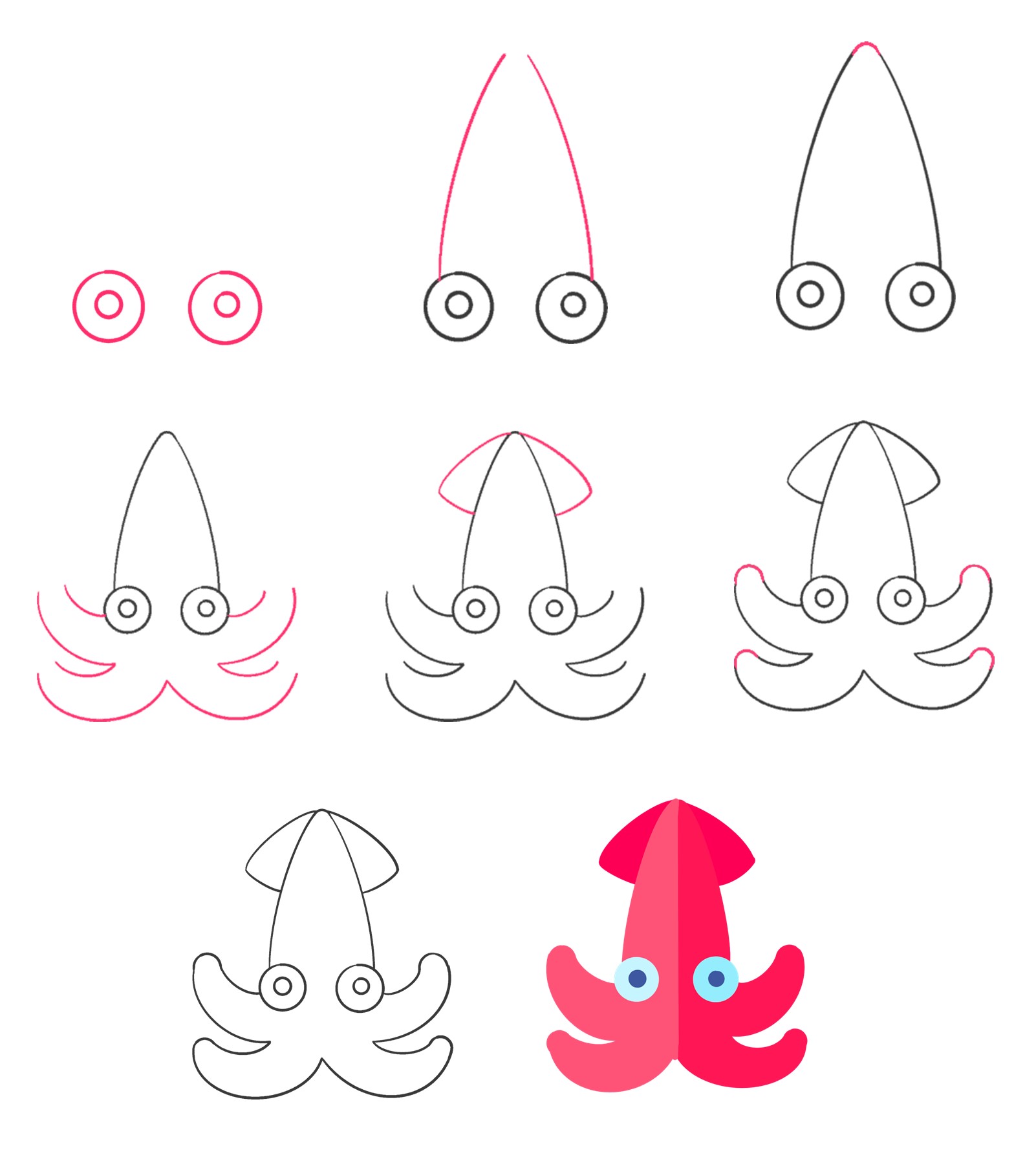 Squid simple Drawing Ideas