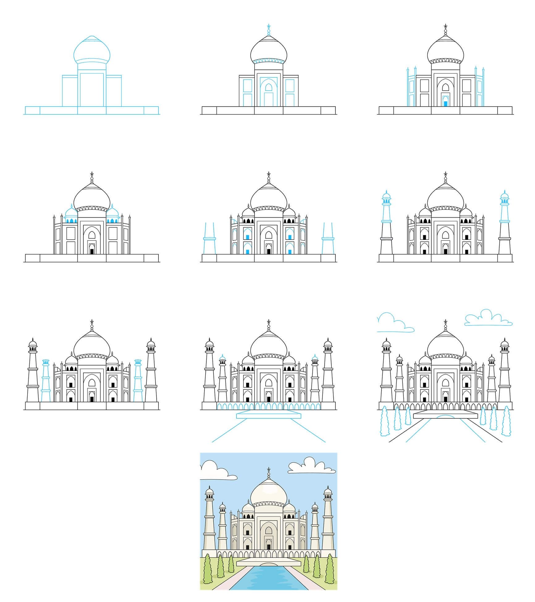 Taj Mahal idea (11) Drawing Ideas