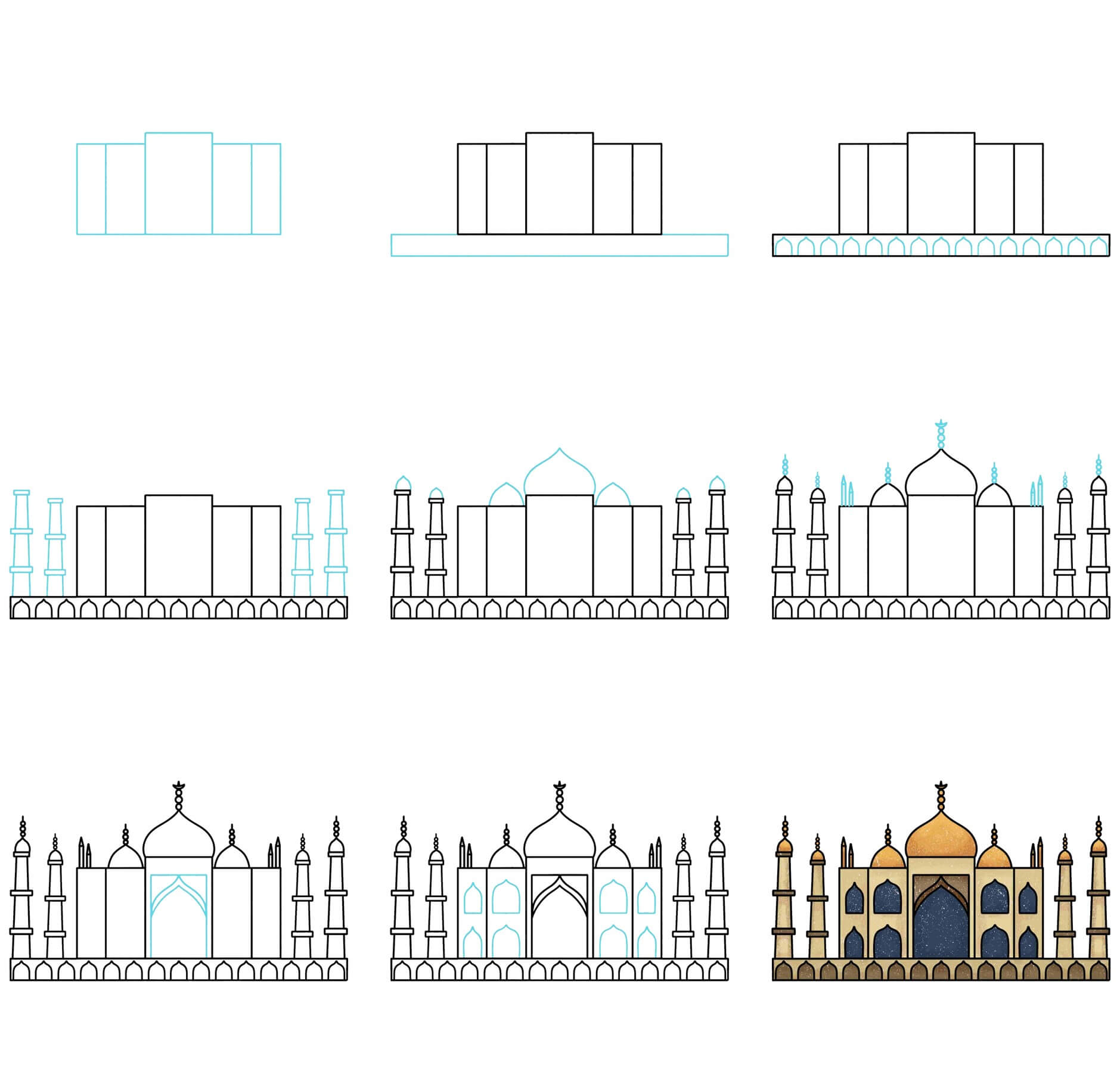 Taj Mahal idea (7) Drawing Ideas