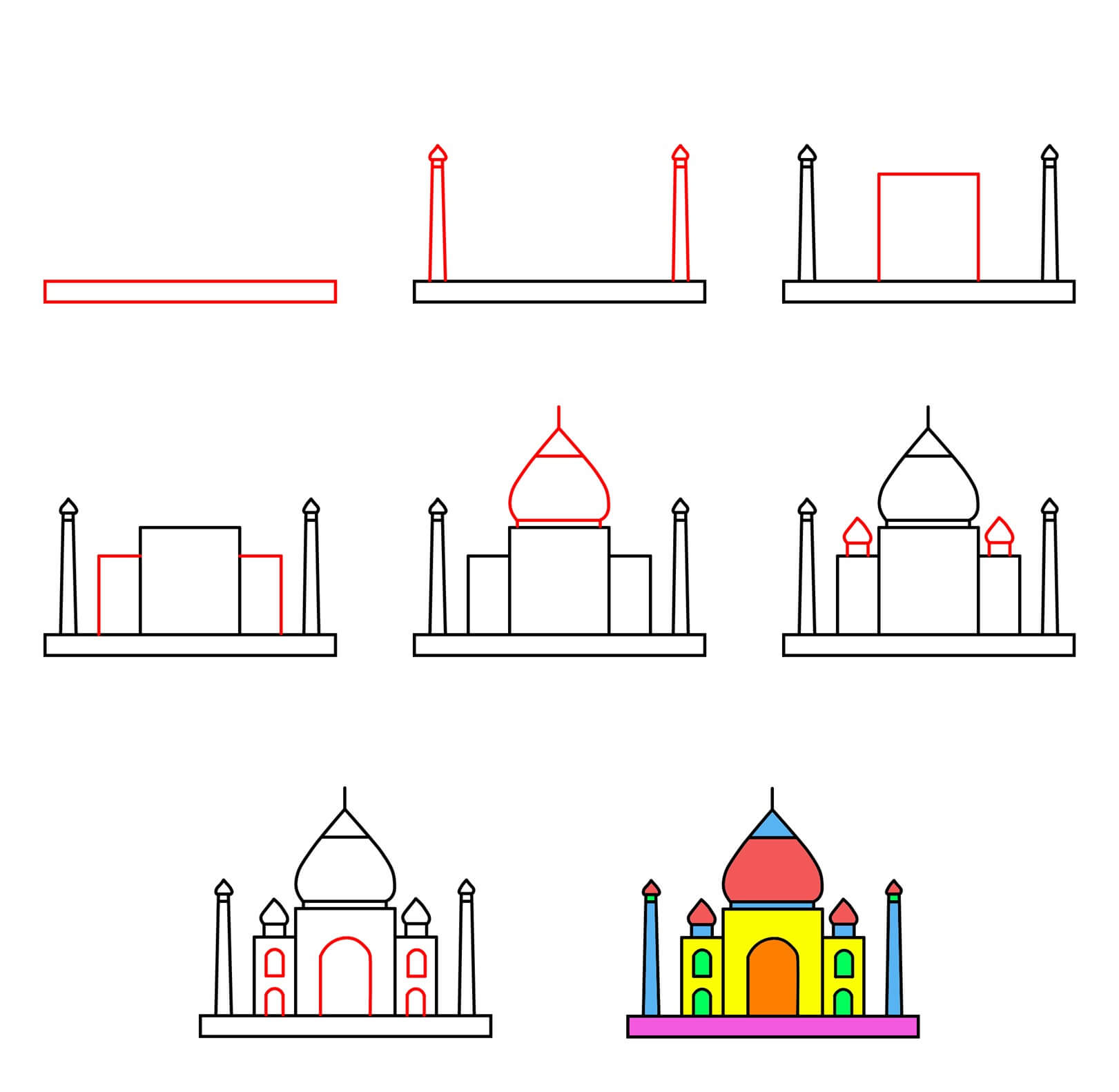 Taj Mahal idea (9) Drawing Ideas