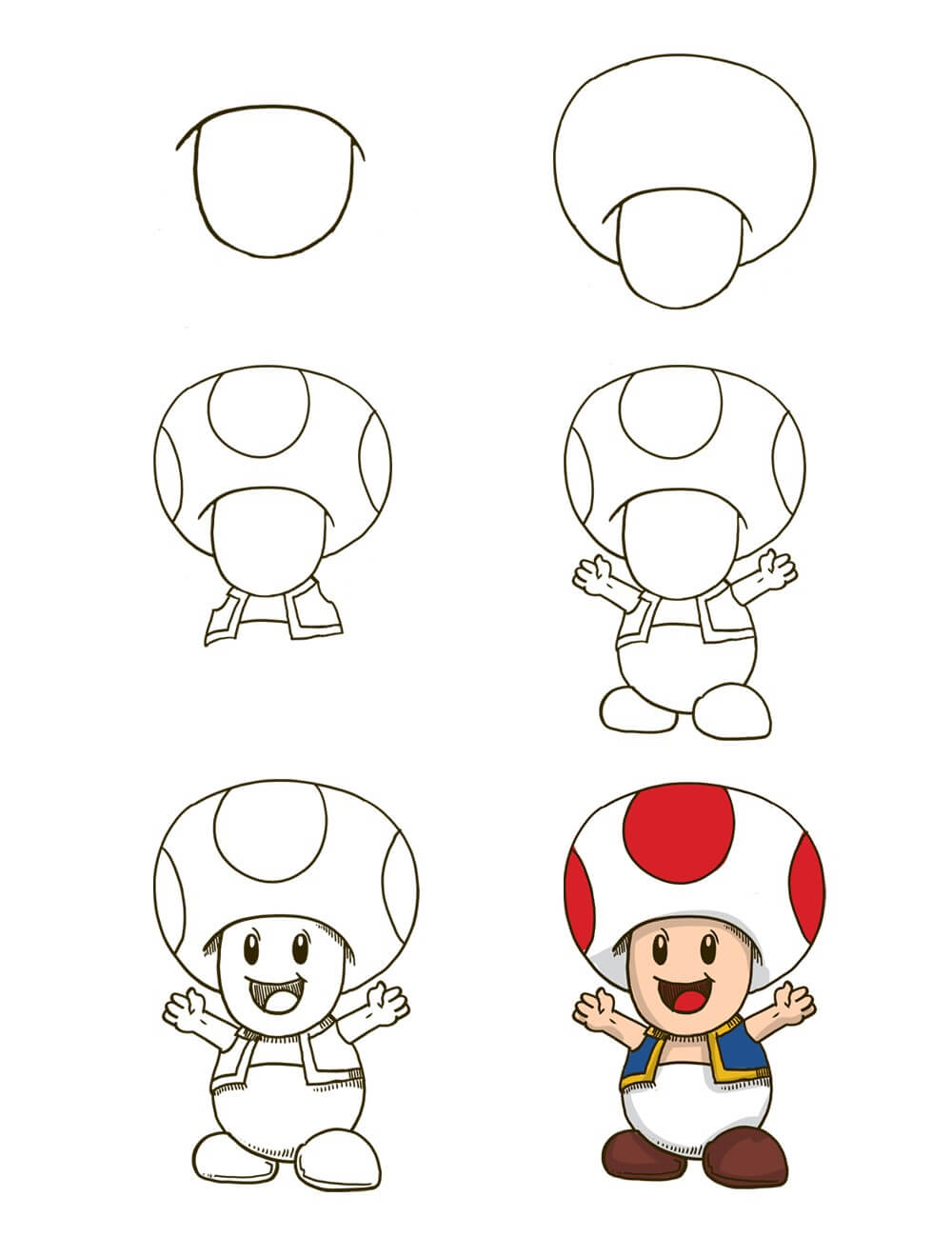 Toad Mario is happy Drawing Ideas