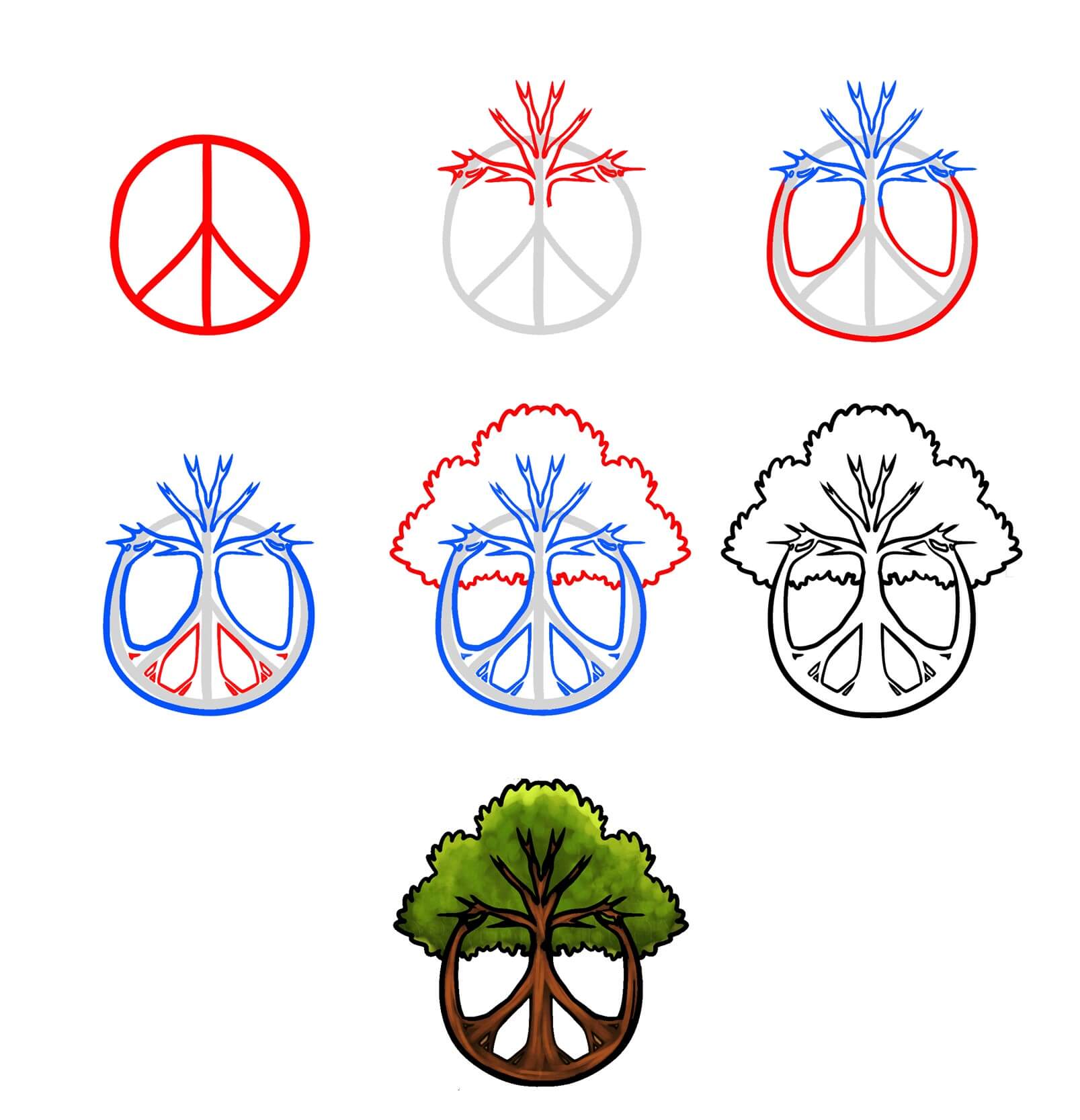 Tree symbol of peace Drawing Ideas