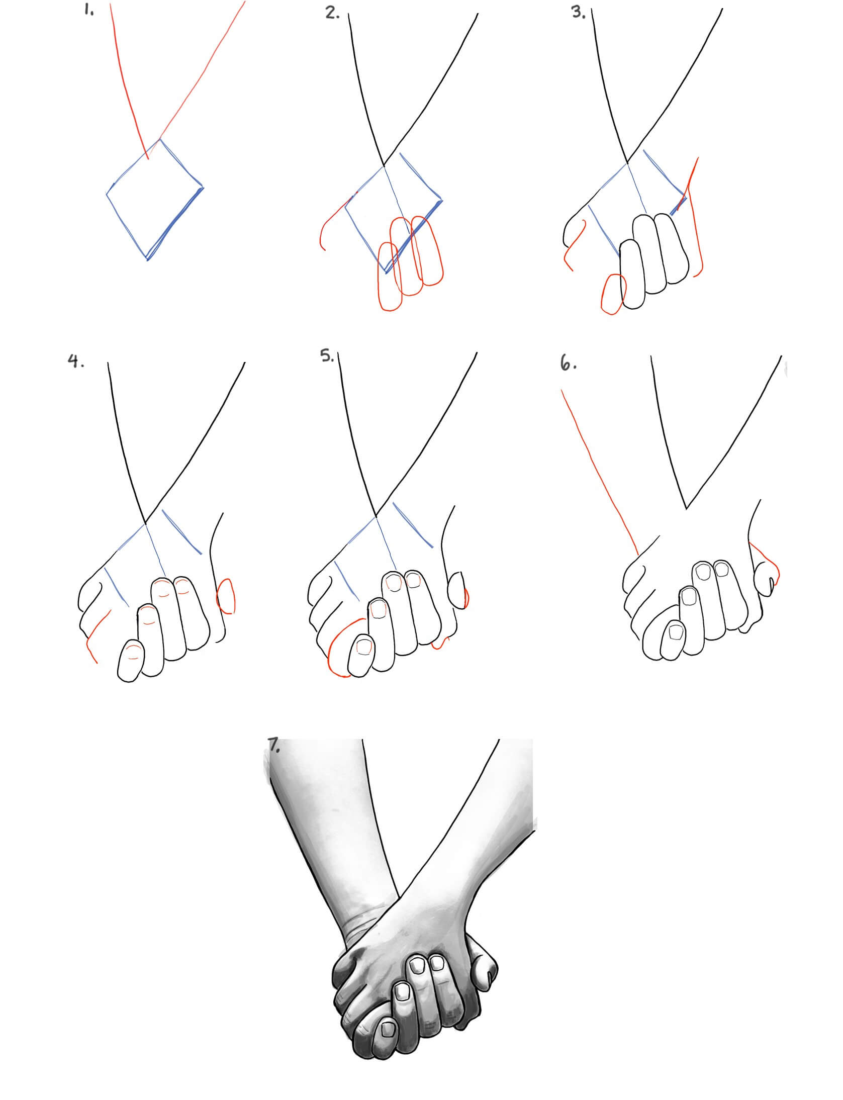 Two people holding hands Drawing Ideas