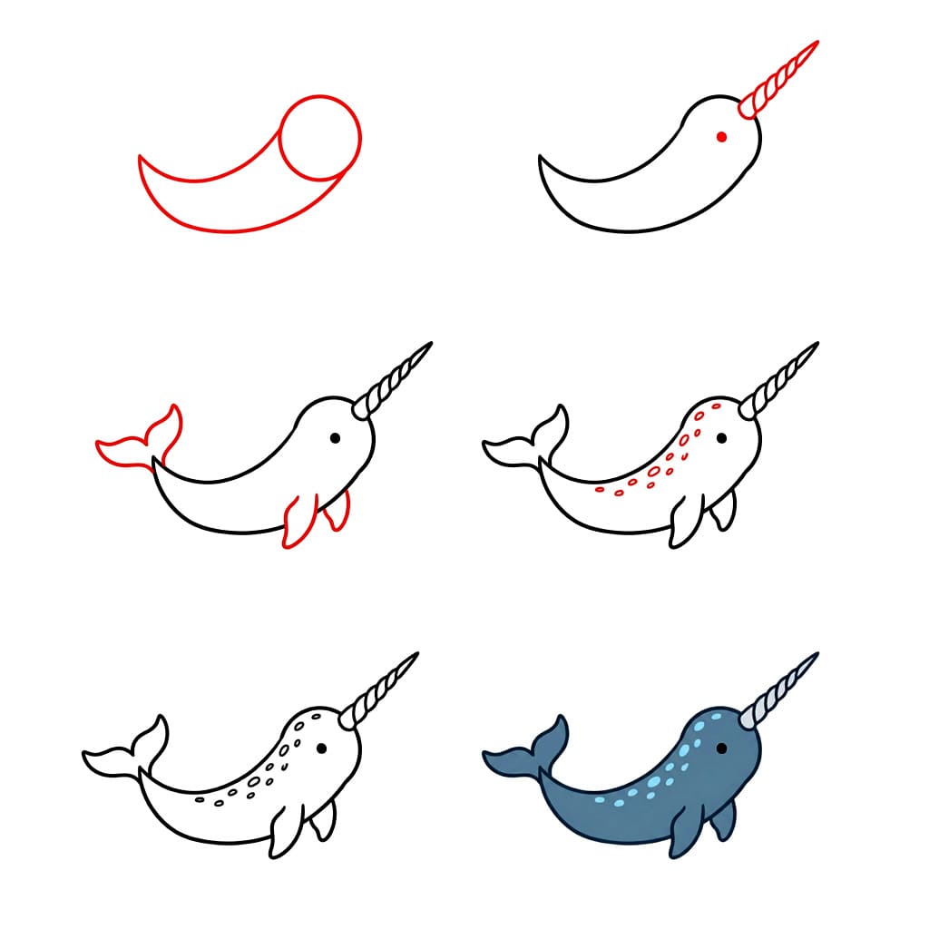 Easy Narwhal Drawing Ideas