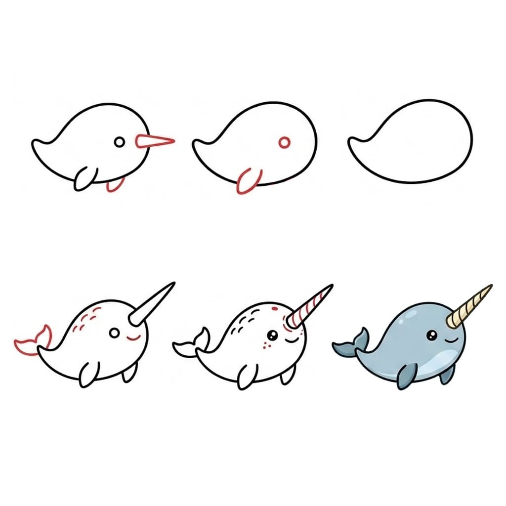 Narwhal So Cute Drawing Ideas
