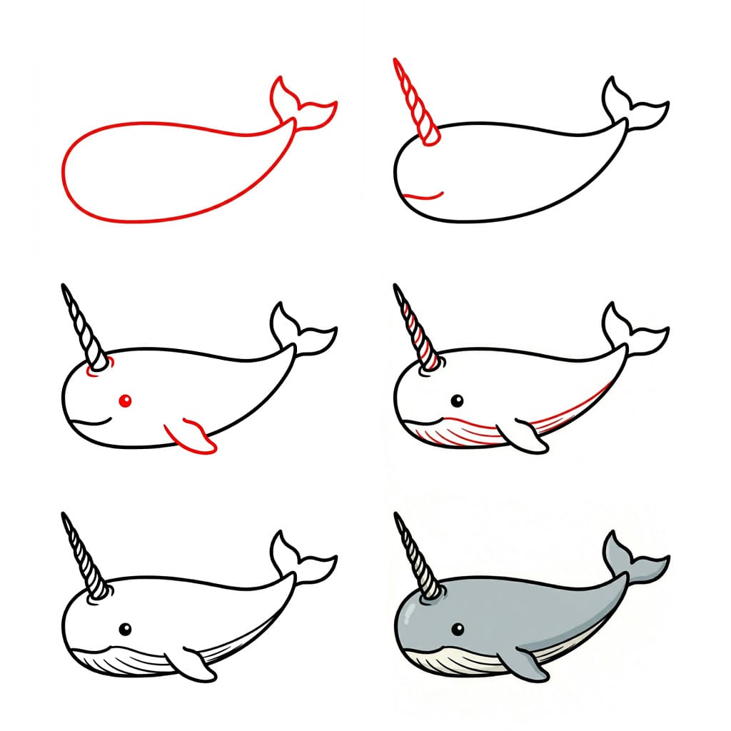 Narwhal Under See Drawing Ideas