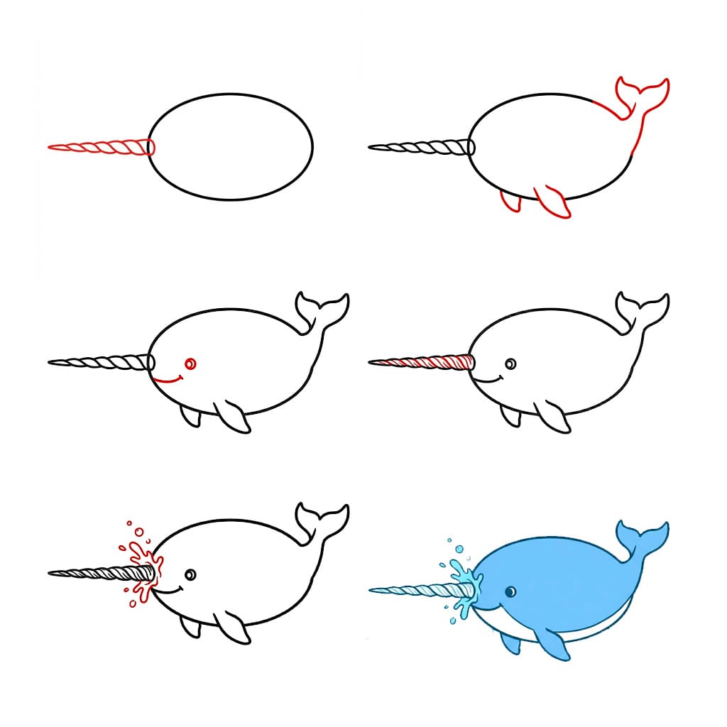 Narwhal and Water Drawing Ideas