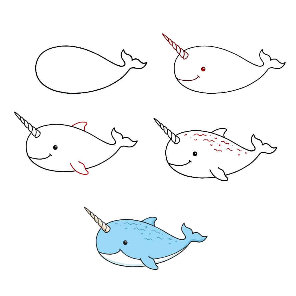 Simple Narwhal Drawing Ideas