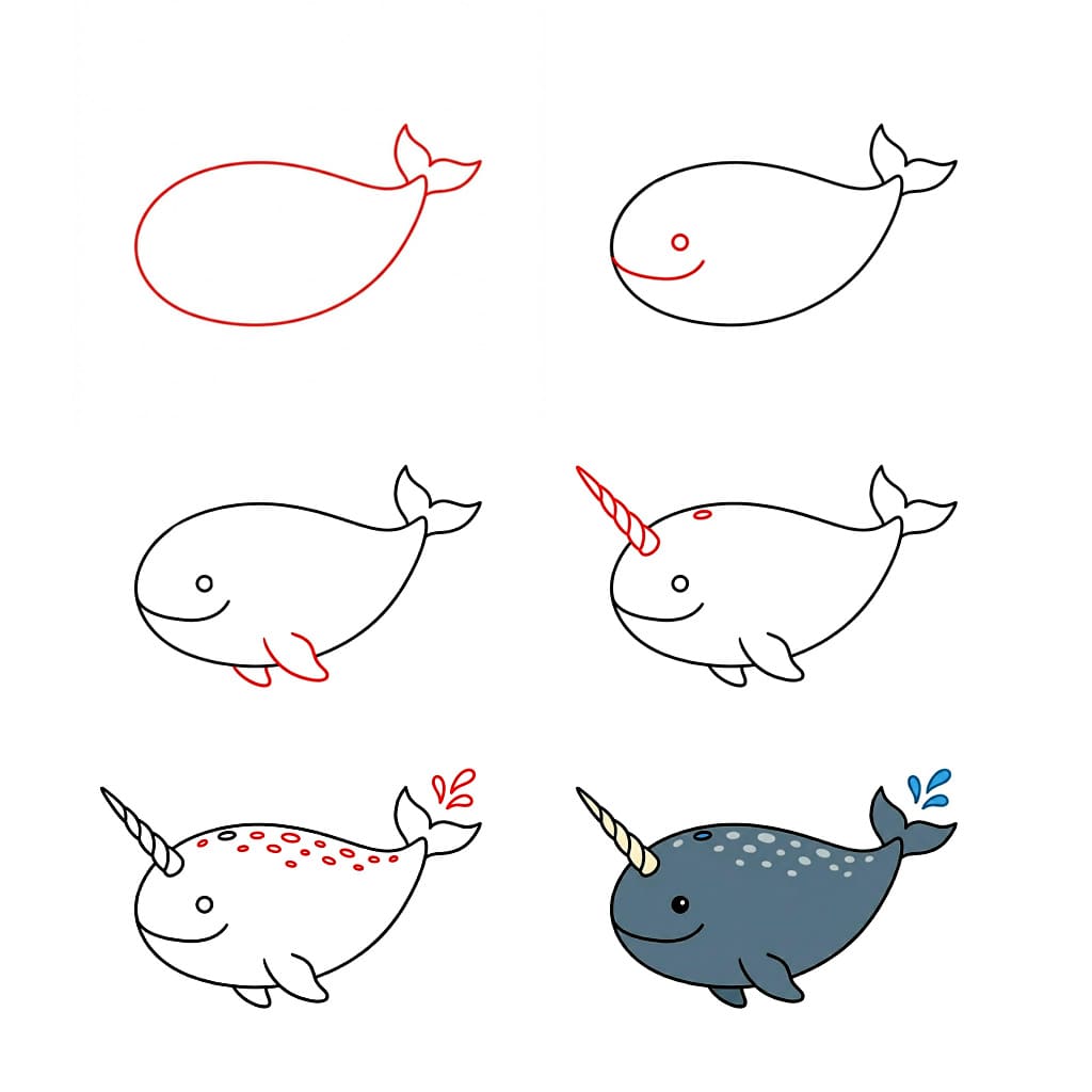 Smiling Narwhal free Drawing Ideas