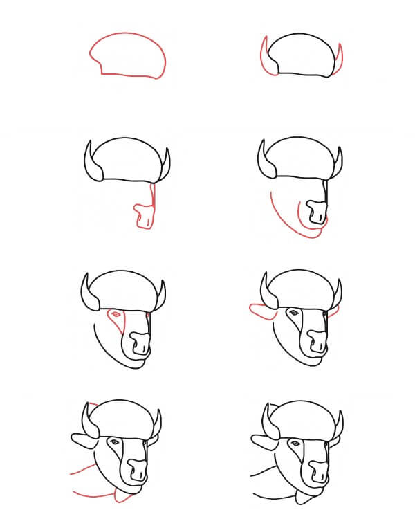 Bison Head Drawing Ideas