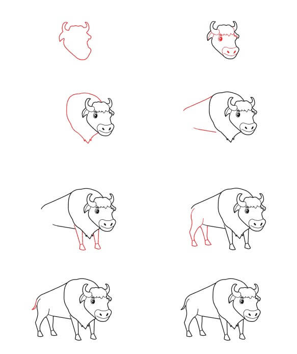 Cartoon Bison Drawing Ideas