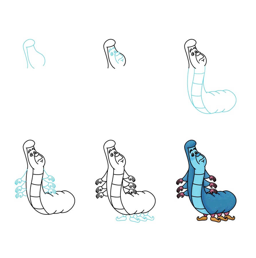 Caterpillar cartoon Drawing Ideas