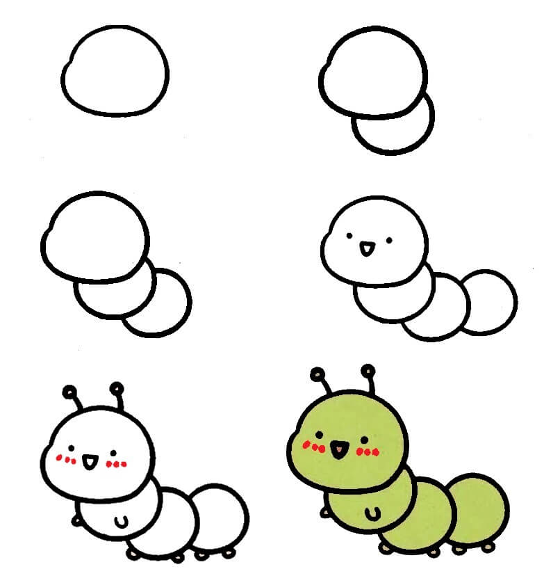 Caterpillar cute Drawing Ideas