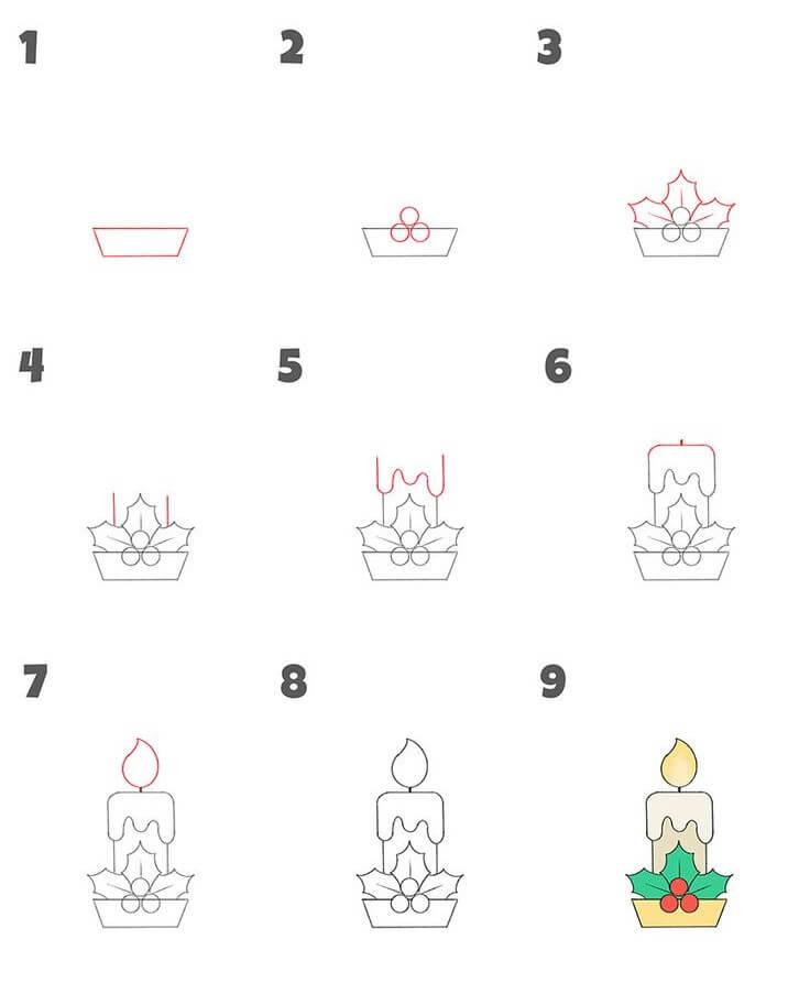 Christmas Candle idea (4) Drawing Ideas