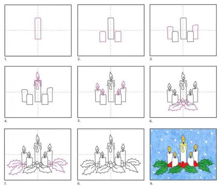 Christmas Candle idea (7) Drawing Ideas