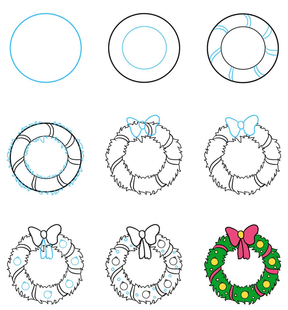 Christmas Wreath Drawing Ideas