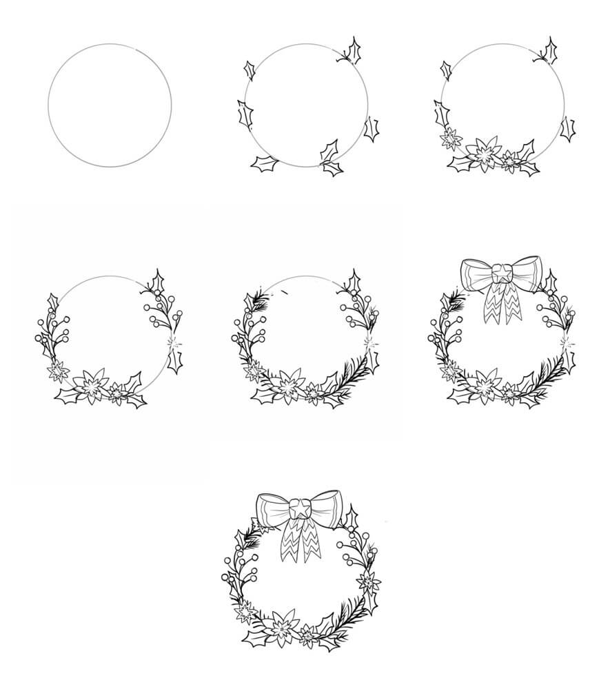 Christmas Wreath idea (17) Drawing Ideas