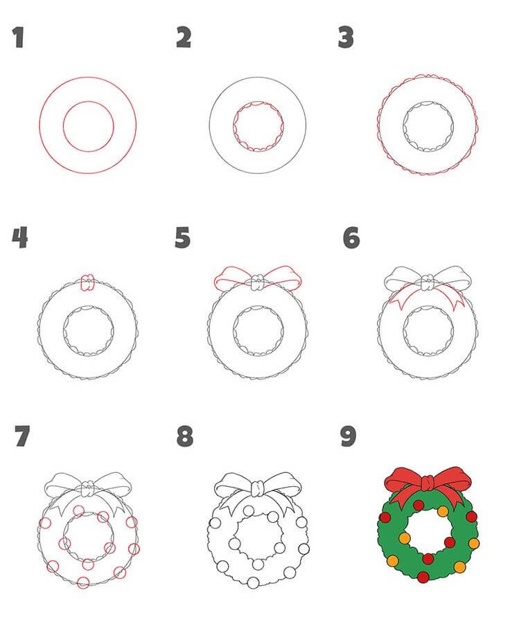 Christmas Wreath idea (6) Drawing Ideas