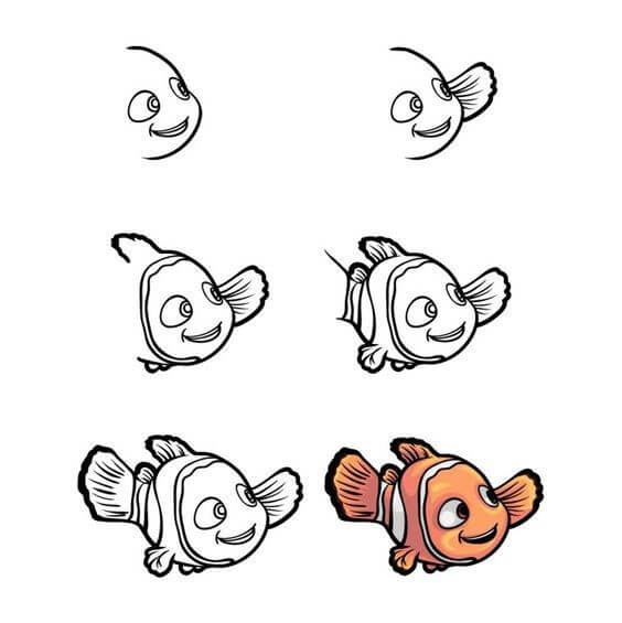 Clownfish cartoon Drawing Ideas