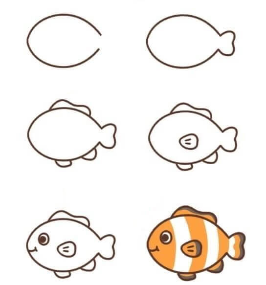 Clownfish cute Drawing Ideas