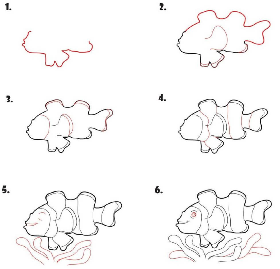 Clownfish simple Drawing Ideas