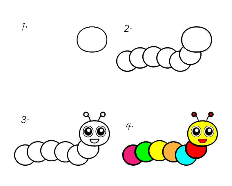 Colorful caterpillar Drawing Ideas