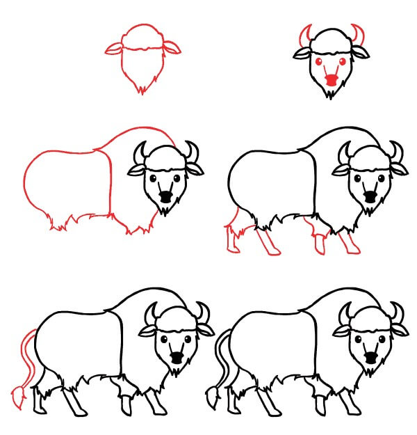 Cute Bison Drawing Ideas