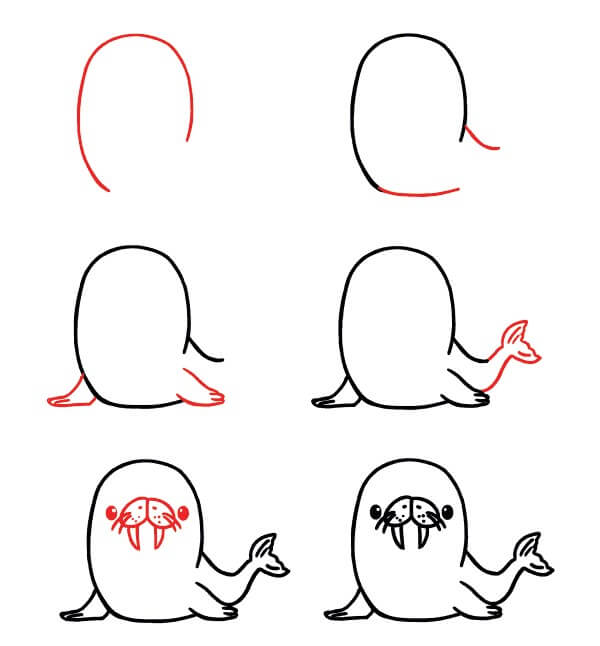 Cute Walrus Drawing Ideas