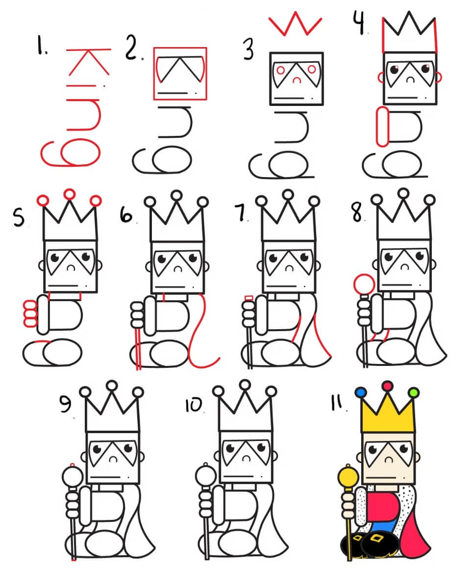 Draw a king from the word king Drawing Ideas