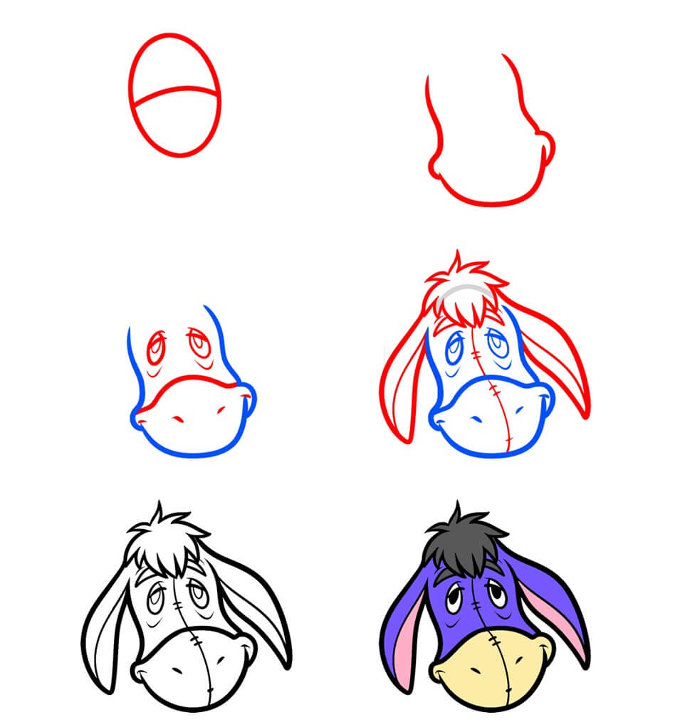 Eeyore face Drawing Ideas