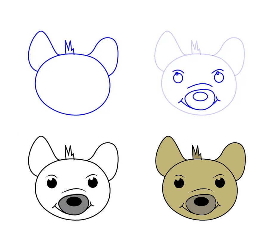 Hyena face Drawing Ideas